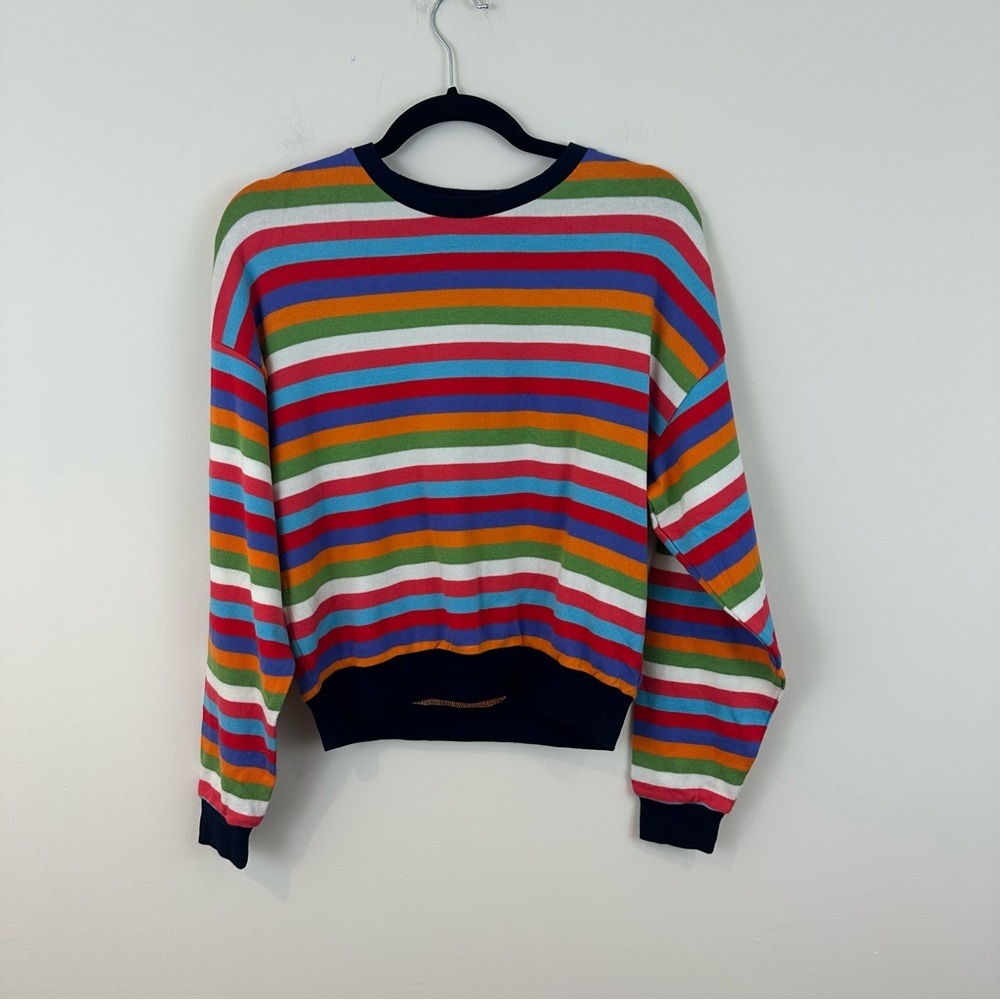 Berksha Colorful Rainbow Stripe Crewneck Sweater Size XS
